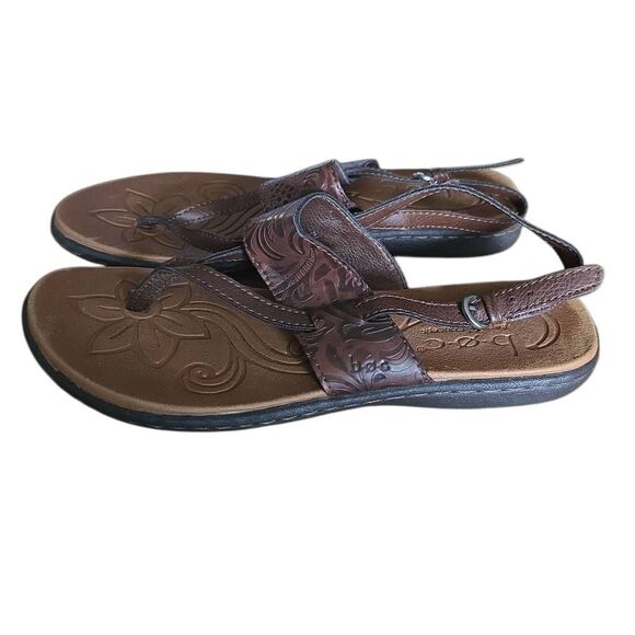B.O.C Born Concept Women's Size 7 Brown Floral Embossed Thong Sandals - Picture 1 of 7